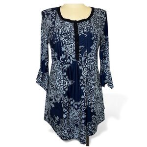 Reborn Navy Blue Handkerchief Sleeve Tunic Top Shirt Size 1X